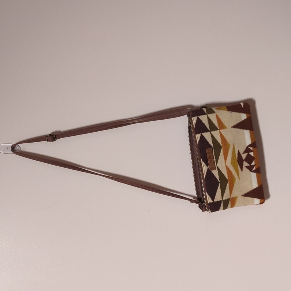 Pendleton Brown, Cream & Yellow Geometric Shoulder Bag